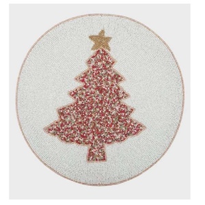 Tapis de table d'arbre de Noël perlé fait à la main moderne de vente chaude et assiette de chargeur pour le décor d'événements de banquet de mariage - Product Image 1