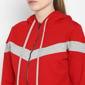 Conjunto Deportivo Rojo con Capucha para Mujer, Color Sólido, Manga Larga, Sudadera con Cordón, Pantalones Casuales, Transpirables, de Poliéster, para Otoño - Product Image 6