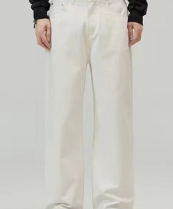 Pantalones Vaqueros de Mezclilla para Hombre, Estilo Nuevo, de Algodón y Spandex, con Lavado Oscuro Láser, Cintura Media, Cierre de Cremallera, Pierna Ancha y Corte Holgado - Product Image 2