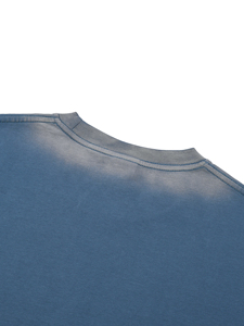 T-shirt pour homme à col rond et manches courtes, effet dégradé, coupe ample, couleur unie, décontracté, tissu jersey 100% coton - Product Image 6