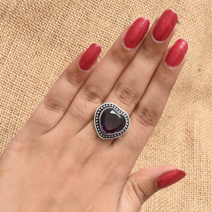 Anillo de plata 925 hecho a mano para mujer con gema de amatista tallada en forma de corazón, joyería fina para boda o aniversario para ella. - Product Image 6