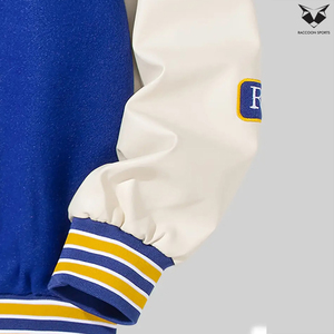 ซัพพลายเออร์ที่ดี บริการ OEM ODM เสื้อแจ็คเก็ตเบสบอลทรงหลวมพิมพ์ลายตัวอักษรขนาดใหญ่ สองสี ไหล่ตก ไม่มีฮู้ด สำหรับผู้ชาย ฤดูหนาว สไตล์วิทยาลัย - Product Image 5
