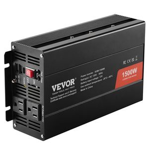 Inverter di Potenza a Onda Sinusoidale Modificata 1500W, da DC 12V a AC 120V, 2 Prese AC, 2 Porte USB e 1 Porta Type-C con 6 Fusibili di Ricambio - Product Image 1