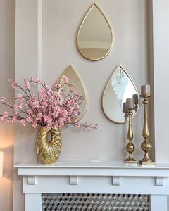 <b>Large</b> Glam Teardrop Wall Mirror Set of 3 Hanging Decorative Mirrors Gold <b>Black</b> <b>Framed</b> Pendant Mirrors for Living Room Bedroom - Product Image 3