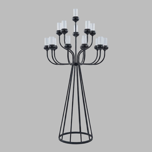 High Quality Large 13 Arm <b>Black</b> Metal Floor <b>Candelabra</b> Hurricane Candle Holder Stand for Hotel Lobby & Restaurant Decor - Product Image 6