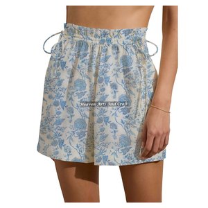 Shorts de Verano para Mujer, Estilo Casual, con Cordón Ajustable, Estampado de Bloques, Colección Playa - Product Image 5
