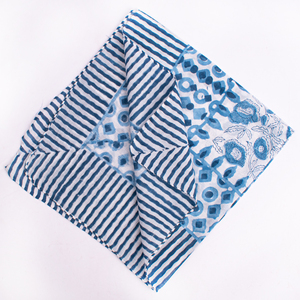 Écharpe carrée en coton rayée bleue et blanche, motif à pois, décontractée, printemps-été, bandana unisexe, 53x53cm, écologique, de haute qualité - Product Image 6