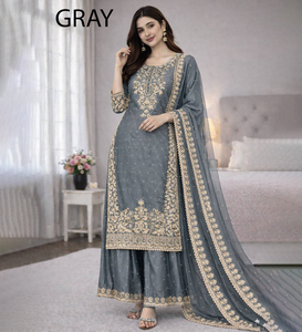 2025 ropa tradicional Sharara para fiesta de Invierno para mujer, los últimos trajes Punjabi, tela Georgette cosida personalizada, precio bajo - Product Image 1