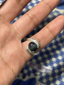 Bague en opale noire, texture martelée, design Bypass, pierre cabochon ovale, bijoux, fournisseur en gros, bague statement faite à la main - Product Image 5
