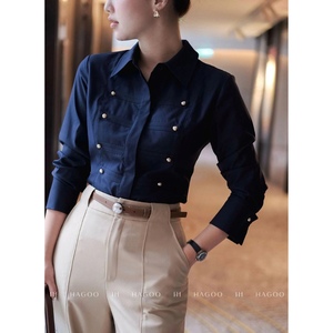 A8031 High End Stand Collar Tailored <b>Blouse</b> <b>Ladies</b> Business Casual Workwear - Product Image 3