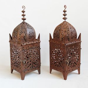 Iron <b>Lantern</b> <b>Set</b> With Scrollwork Design For Home Decoration Durable Indoor Outdoor Use - Product Image 5
