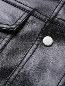 OEM Service Custom Made Logo Hombres Chaqueta de cuero genuino Uso de invierno Cremallera Hombres Chaqueta de cuero de moda para hombres - Product Image 2