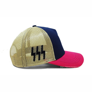 Casquette de baseball personnalisée avec patch brodé, en coton et maille, visière incurvée, profil haut, bicolore, style sportif, pour la plage - Product Image 4