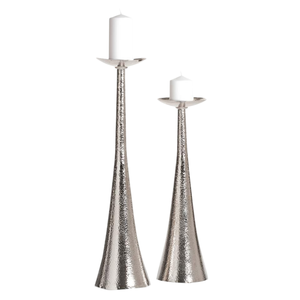 Support à bougies moderne et élégant pour la décoration intérieure, porte-bougie de haute qualité, finition argentée, en aluminium coulé, fait main et personnalisé. - Product Image 4