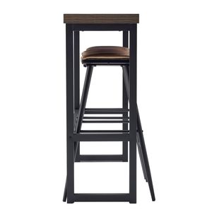 Set Tavolo e Sedie da Bar con Seduta Curva, 1 Tavolo e 2 Sedie in Grigio, 120x39x50 cm, Pannello Cavo in Ferro e PU - Product Image 4