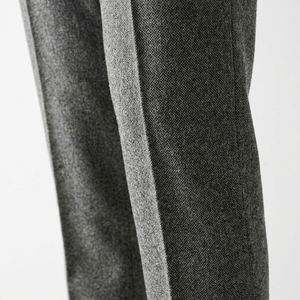 Pantalon de bureau gris taille haute à jambe large 100 % laine coupe ample décontracté à devant plat pleine longueur pour femme (ODM) – Collection Automne - Product Image 6