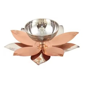 Festive Brass Diya Vintage Design Oil Lamp Ethnic Style Diwali <b>Mandir</b> Home Decor - Product Image 2