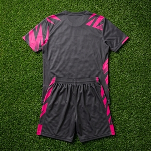 Ensemble d'uniformes de football personnalisés à motif éclair noir et rose, maillot de football à manches courtes, short OEM - Product Image 5