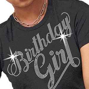 Camiseta Personalizada Informal de Cumpleaños, de Algodón Premium Ecológico de Alta Calidad, Unisex, Cuello Redondo, Manga Corta, con Pedrería - Product Image 4