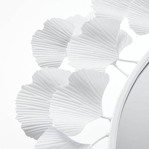 Specchio da Parete Rotondo Eden con Foglie di Ginkgo, 30,5 Pollici, Versione Bianca - Product Image 3