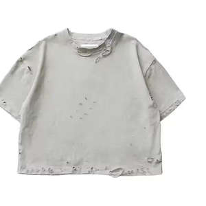 Custom Logo Eco-Friendly Heavyweight Polyester/Cotton Streetwear T <b>Shirts</b> Vintage Washed <b>Men</b> Oversized Fit Quick Dry Breathable - Product Image 6