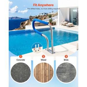 Corrimano per Piscina in Acciaio Inox 304 Resistente 31 X 22 Pollici, Capacità di Carico 220 Libbre, Ringhiera Antiscivolo Rimovibile - Product Image 6