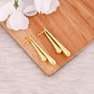 Trendy Gold-plated Brass Stud Earrings For Daily Wear Customized Jewelry High-quality Brass Earrings Bulk Order - Product Image 3