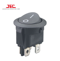 Série JEC 606 D.P. Interrupteurs à bascule ronds ON-OFF DPST DPDT 4 broches, interrupteur couleur certifié ULCUL ENEC CQC, 25C~85C 6A/16A 250VAC
