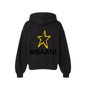 Sudadera con Capucha Negra Extra Grande MBAANI, Logotipo de Estrella Bordado, Sudadera Unisex Informal de Felpa Francesa para Otoño - Product Image 2