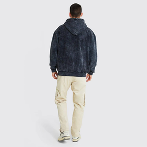 Sudadera con Capucha y Cremallera Extra Grande para Hombre, Color Sólido, Felpa, Informal, Tejida, para Otoño - Product Image 4