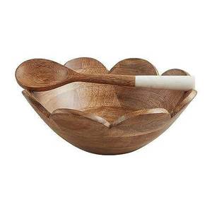 Tazón para Ensalada de Madera de Acacia Hecho a Mano, Apto para Lavavajillas y Ligero, Diseño Clásico, Reutilizable para Fiestas y Pasta - Product Image 1