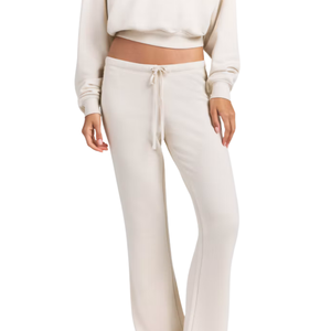 <b>Womens</b> Slim Fit Flared <b>Trousers</b> Wholesale Custom Drawstring Waist <b>Stretch</b> Look Bootcut Leg Casual Lounge Fashion OEM ODM Supply - Product Image 2