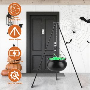 Decoración de Caldero con Trípode Resistente, Esqueleto, Ojo, Luces de Cadena Verdes, Decoración Espeluznante para Patio o Jardín de Halloween - Product Image 1