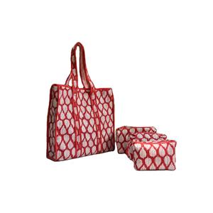 Bohomin Bohemian Leopard Print 3-Piece <b>Mini</b> Tote Handbag Utility Pouch Combo Water Resistant Zipper Summer Handblock Beach Daily - Product Image 5