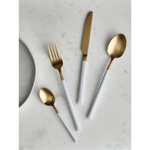 Juego de Cubiertos Modernos de Dos Tonos en Oro, Cubertería de Acero Inoxidable de Lujo, Elegante Juego de Cuchara, Tenedor y Cuchillo para Bodas y Fiestas - Product Image 2