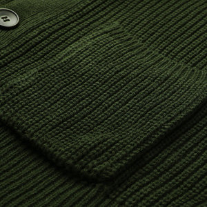 Perfectionists <b>Men's</b> Olive Green Cotton <b>Cardigan</b> Full Sleeve V-neck Button Closure Standard Knit Breathable Anti-Pilling Autumn - Product Image 6
