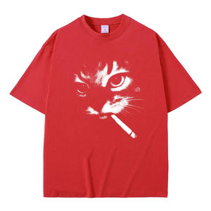Camisetas divertidas con gráfico de gato fumando, camisetas informales de algodón vintage para hombres y mujeres, camisetas de gran tamaño para hombres, regalos para amantes de los gatos - Product Image 6