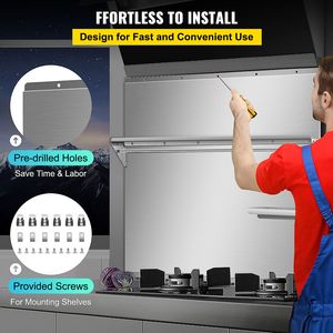 "Stainless Steel 30 X 30.7 Inch Range Hood <b>Wall</b> Shield Backsplash Silver Splash <b>Plate</b> Organizer" - Product Image 4