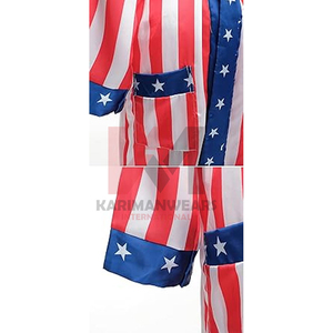Disfraz de Boxeo con Bandera Americana de Satén para Adultos, Bata, Guantes, Pantalones Cortos, Atuendo Patriótico para Halloween - Product Image 4