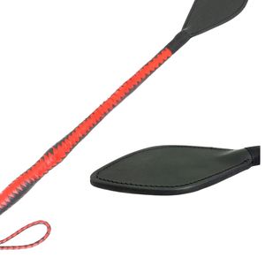 <b>Leather</b> Whip with Red and Black Braided Handle and Black <b>Leather</b> Head - Product Image 1