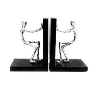 Juego de sujetalibros de diseño moderno con figura humana abstracta, soporte decorativo de metal para libros, organizador de escritorio de oficina, decoración de estantería para el hogar, tamaño personalizado - Product Image 1