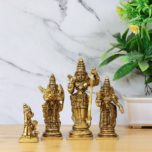 Juego de Esculturas de Dioses Hindúes Hechas a Mano en Latón, Figura de Ídolo en Tono Dorado, Decoración para el Hogar, Decoración para Templos - Product Image 1