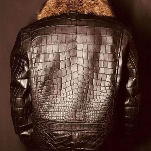 Chaqueta de Cuero con Estampado de Cocodrilo para Hombre, Chaqueta de Motociclista de Cuero Genuino con Patrón de Cocodrilo, Ropa de Invierno, Venta al Por Mayor, Personalizada - Product Image 6