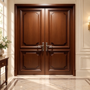 Porte d'entrée en bois massif avec panneau incurvé et design de moulures modernes pour l'extérieur d'appartement GA-54S - Product Image 1