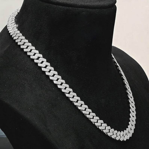Luxury Moissanite Cuban Link <b>Chain</b> Necklace 925 Silver <b>Iced</b> <b>Out</b> Handmade Hip Hop Statement Jewelry Gift For Women And Men - Product Image 2