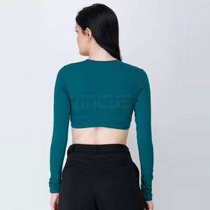 Hauts de sport confortables pour femmes à manches longues, résistants à la transpiration, séchage rapide, pour la gym, le yoga et le fitness - Product Image 2