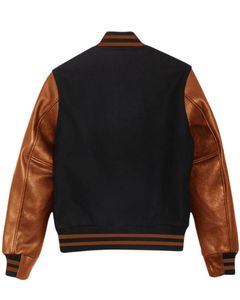 Chaqueta Varsity Personalizada al por Mayor para Hombre, Estilo Vintage, Cuerpo de Lana, Mangas de Cuero Genuino, Chaqueta Bomber Gruesa y Cálida WVJ-0048 - Product Image 2