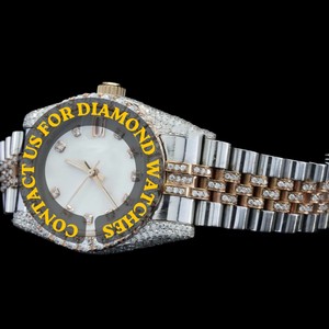 Reloj de Edición Limitada Hip Hop 2026 con Movimiento de Cuarzo, Caja Redonda, Esfera de Cristal, Moissanita Helada, Gemas y Piedras de Dos Tonos, 41 mm - Product Image 5