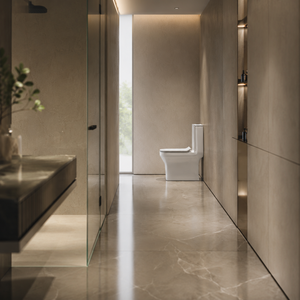 WC monobloc à cuvette allongée, à double chasse, à sortie verticale (S-trap/P-trap), en céramique, design contemporain, 300 mm, pour salle de bain - Product Image 5