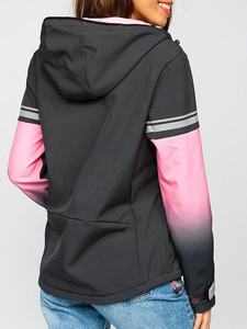 Veste polaire à capuche dégradé rose et noir coupe-vent sportive avec fermeture éclair coupe classique pour l'automne - Product Image 2